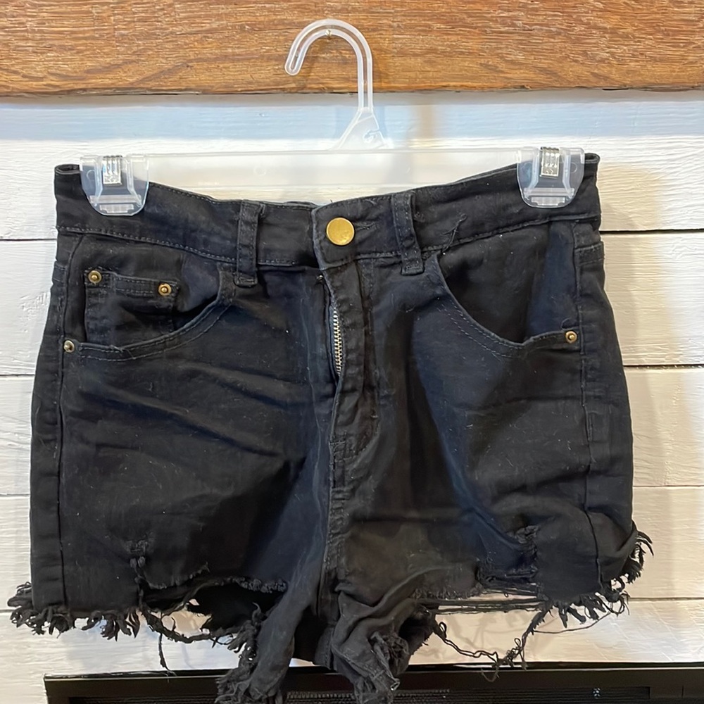 Black jean shorts